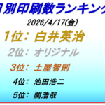 ボートレース桐生印刷枚数ランキング6日目